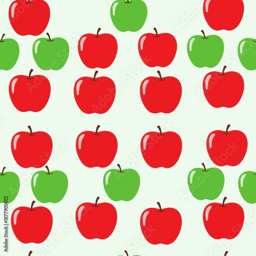 Red and Green Apples Pattern Illustration.
