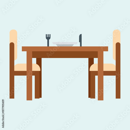 Dining Table with Chairs and Utensils.