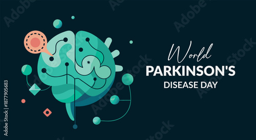 World parkinson's disease day with stylized brain illustration for awareness