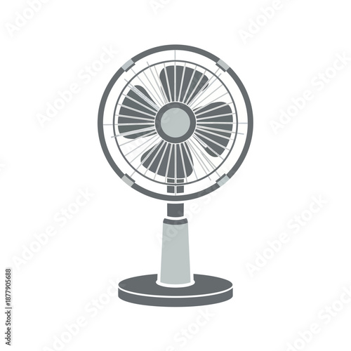 Electric Desk Fan Illustration Isolated White Background.