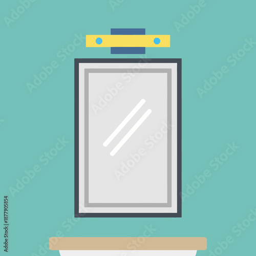 Spirit Level on Top of Mirror.