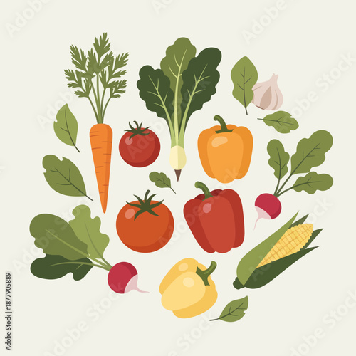 Assorted Colorful Vegetables and Fresh Produce.