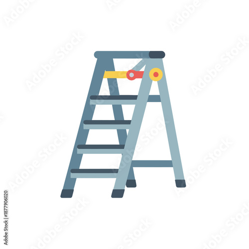 Gray Step Ladder with Safety Lock.