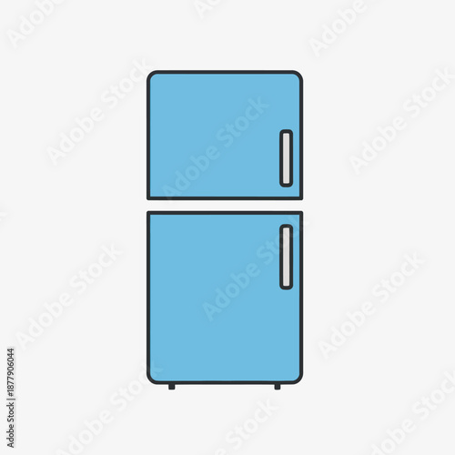 Blue Fridge Freezer Domestic Appliance Illustration.