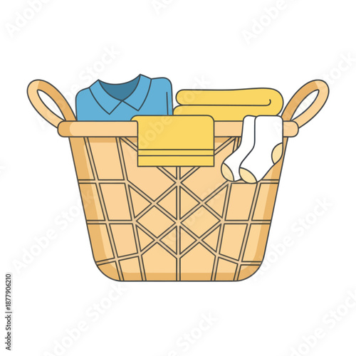 Laundry Basket with Clean Clothes Inside.