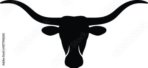 Striking black longhorn silhouette vector illustration isolated against white background cattle livestock animal graphic design element for ranching farming agriculture logo branding decoration and we