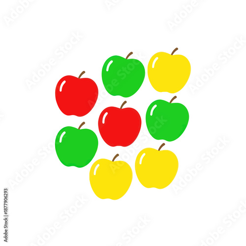 Colorful Apples in Various Hues Display.