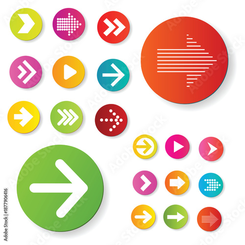 Colorful arrows set . Arrow cursor vector icon