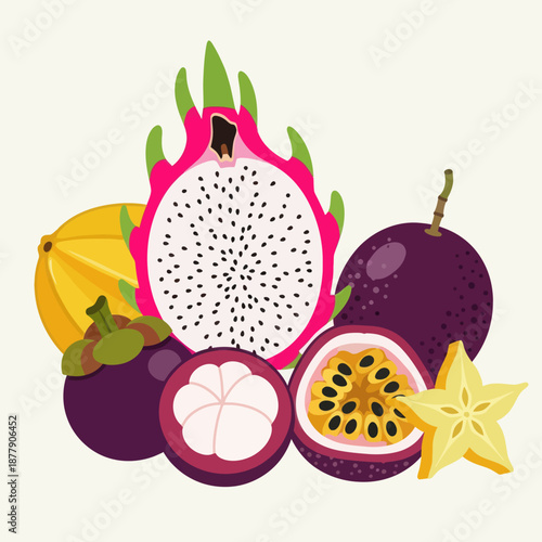 Exotic Fruits Pitaya Passionfruit Starfruit.