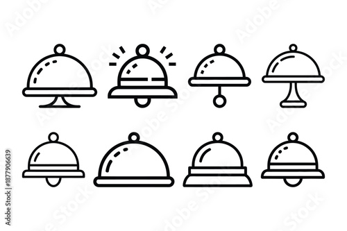 Fine Dining Restaurant Service Cloche and Bell Icons