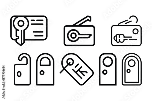 Hotel Hospitality and Room Access Security Icons