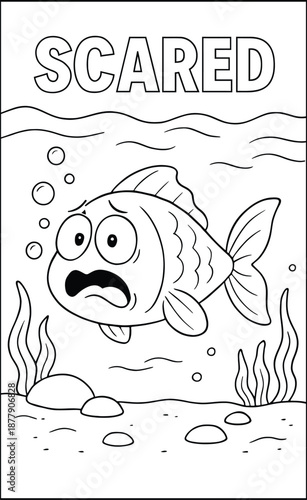fish line art vector coloring page 