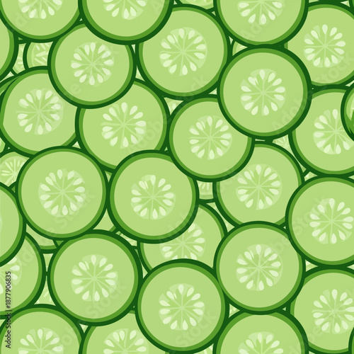 Sliced Cucumber Pattern Green Vegetable.