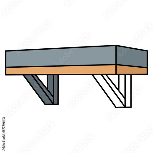 Simple Table Illustration with Wooden Top.