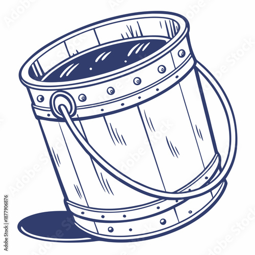 Vintage wooden bucket illustration