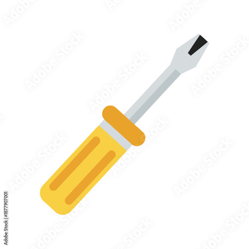 Yellow Screwdriver Tool with Flathead Tip.