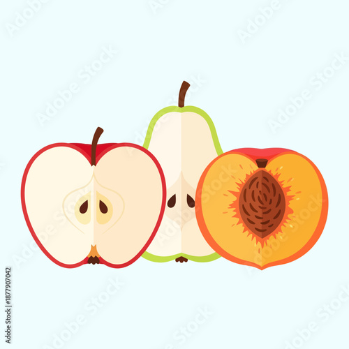 Fresh Fruit Slices Apple and Peach.