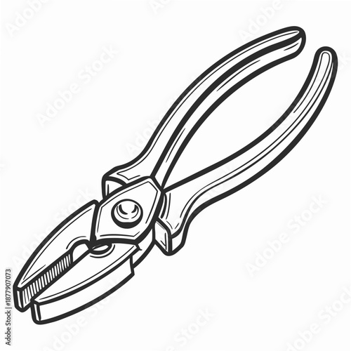 Black and white line drawing of pliers
