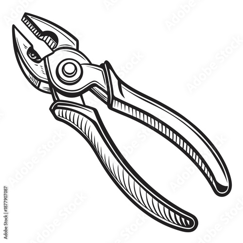 Black and white pliers illustration