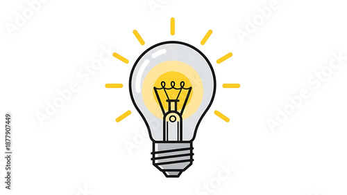 Bright idea concept with glowing light bulb illustration