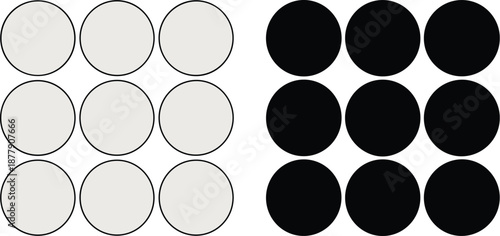 Minimalist concept of filling circles illustration showing progress completion or task achievement simple graphic design depicting stages of development and growth for business presentations or educat