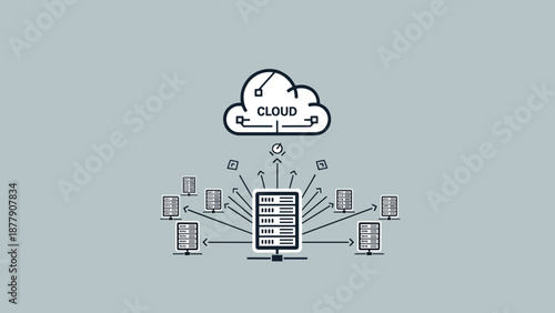 Cloud Computing Network Connection Devices Illustration.