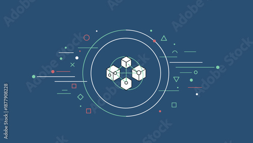 Three white dice with dots inside circle.