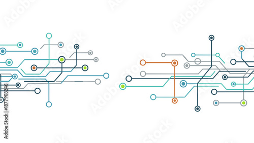 Circuit Board Connections and Nodes Illustration.
