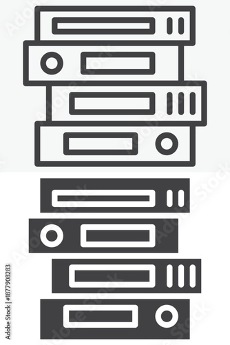 Stack of ring binders different style icon set. Line, outline and solid icon versions with editable stroke. Vector sign and symbol for school documents. Binder icon.