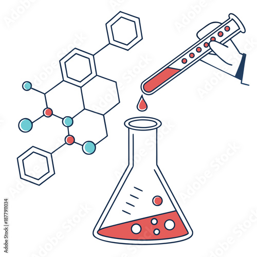 Interactive chemical material compatibility testing simulation, showing molecular interactions and potential reactions for safety analysis.