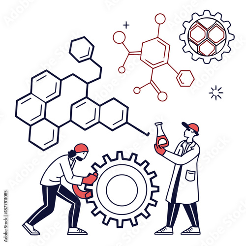 Innovation in chemical molecular engineering, showcasing redesigned structures for advanced material development and scientific breakthroughs.