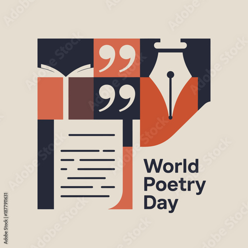 Poetry Day with book and quill