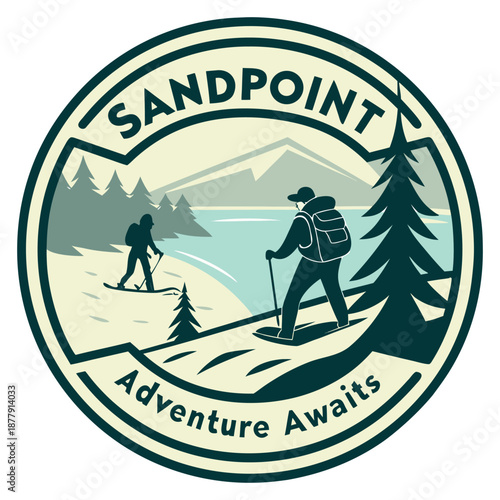 Sandpoint Adventure Awaits Winter Snowshoeing Badge Illustration