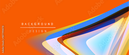 Abstract vibrant design features layered shapes, bright colors, orange background. Modern aesthetic, dynamic composition, visual appeal.