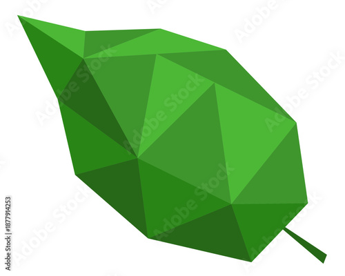 Low Poly Green Leaf Vector