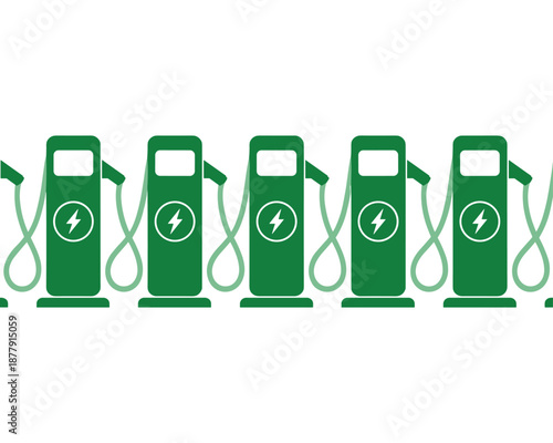 Electric vehicle charging station illustration background pattern showcasing renewable energy infrastructure for eco-friendly transportation solutions and automotive industry designs promoting sustain