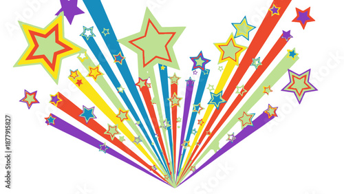 Colorful fireworks exploding with stars and vibrant colors.