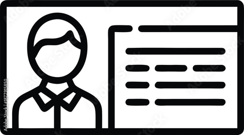 Personal identification card icon with user avatar profile and data information for security and business