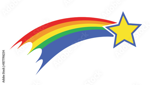 Rainbow and Star Illustration with Vibrant Colors.