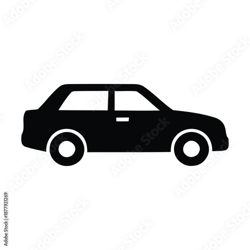 Modern sedan car silhouette vector illustration isolated on white background