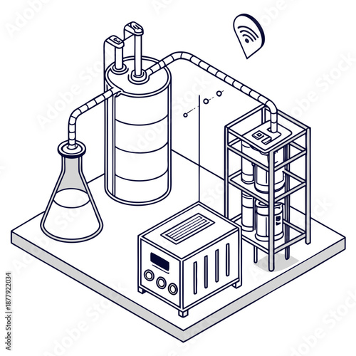 A depiction of a future chemical production system, emphasizing adaptability, smart automation, and readiness for evolving industrial demands.