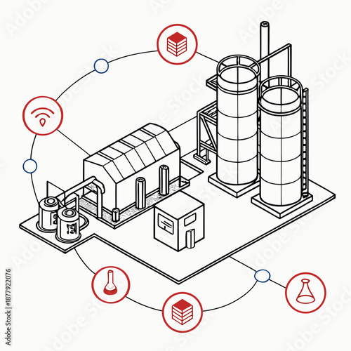 Connected industrial automation network for chemical plants, enabling smart communication and efficient operational control.