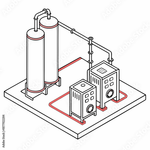 Industrial chemical redundancy system and backup process, showcasing robust design for fail-safe operations and uninterrupted production.