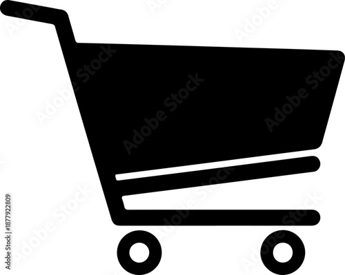 Black shopping cart icon for ecommerce