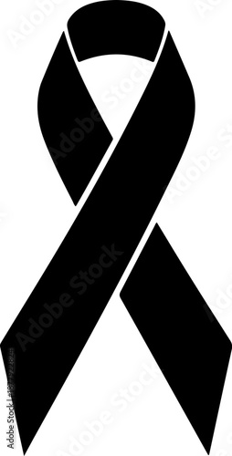 Black awareness ribbon symbol for support and cause