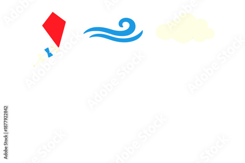 Red kite flying in the wind with a cloud nearby