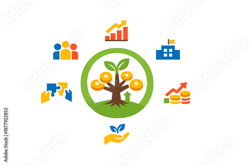 Financial Growth and Investment Concept with Icons