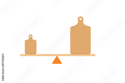 Unequal cutting boards on a scale
