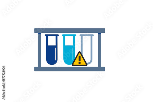 Test tubes with warning symbol