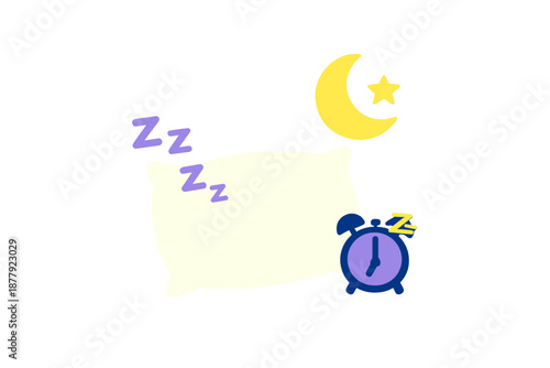 Cartoon night and sleep symbols